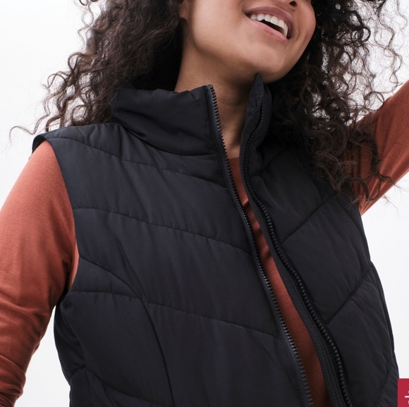 Aeropostale Womens Knit Puffer Jacket Vest Size Small Navy Blue Hooded Faux Fur - Picture 2 of 9